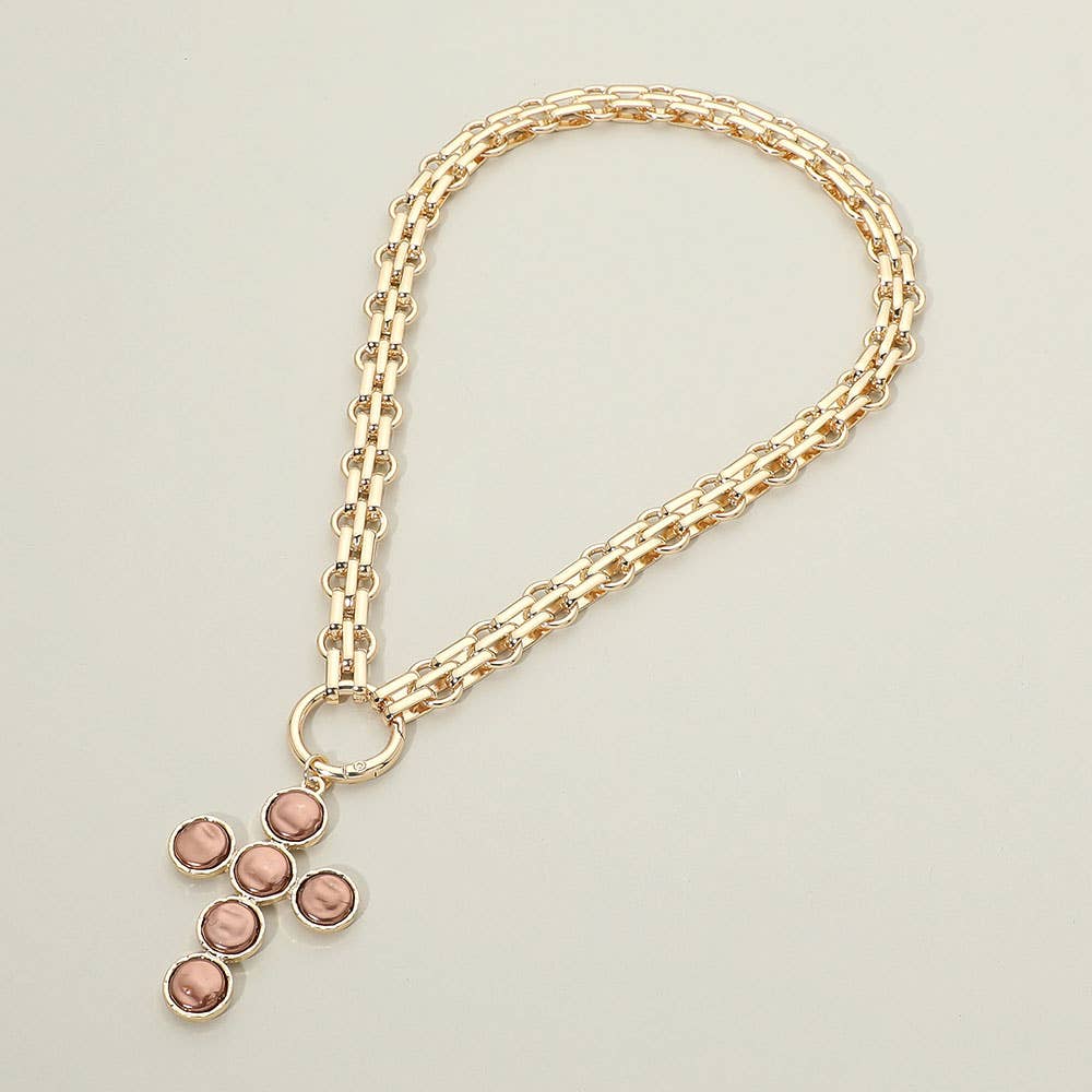 Pearl Cross Charm Necklace