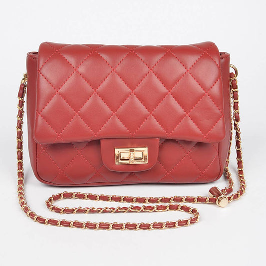 Quilted Faux Leather Flap Bag