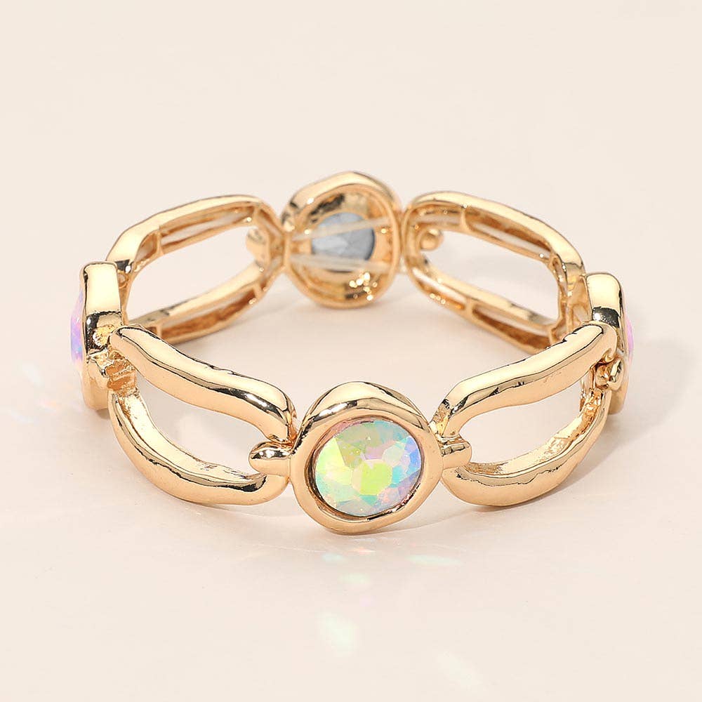 Round Hammered Oval Stretch Bracelet