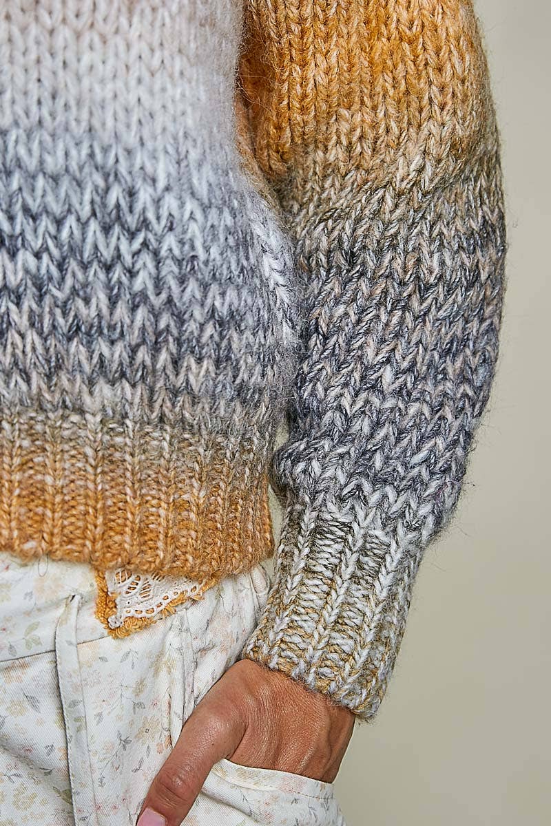 Chunky Knit Ombre Multi Color Relaxed Sweater