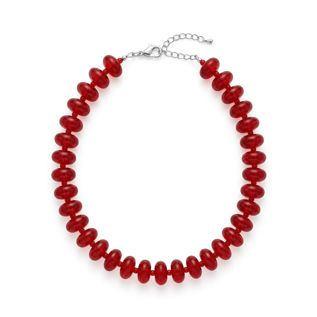Flat Bead and Ball Necklace