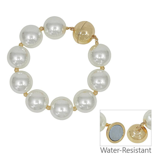 Pearl Bracelet with Gold Magnetic Clasp