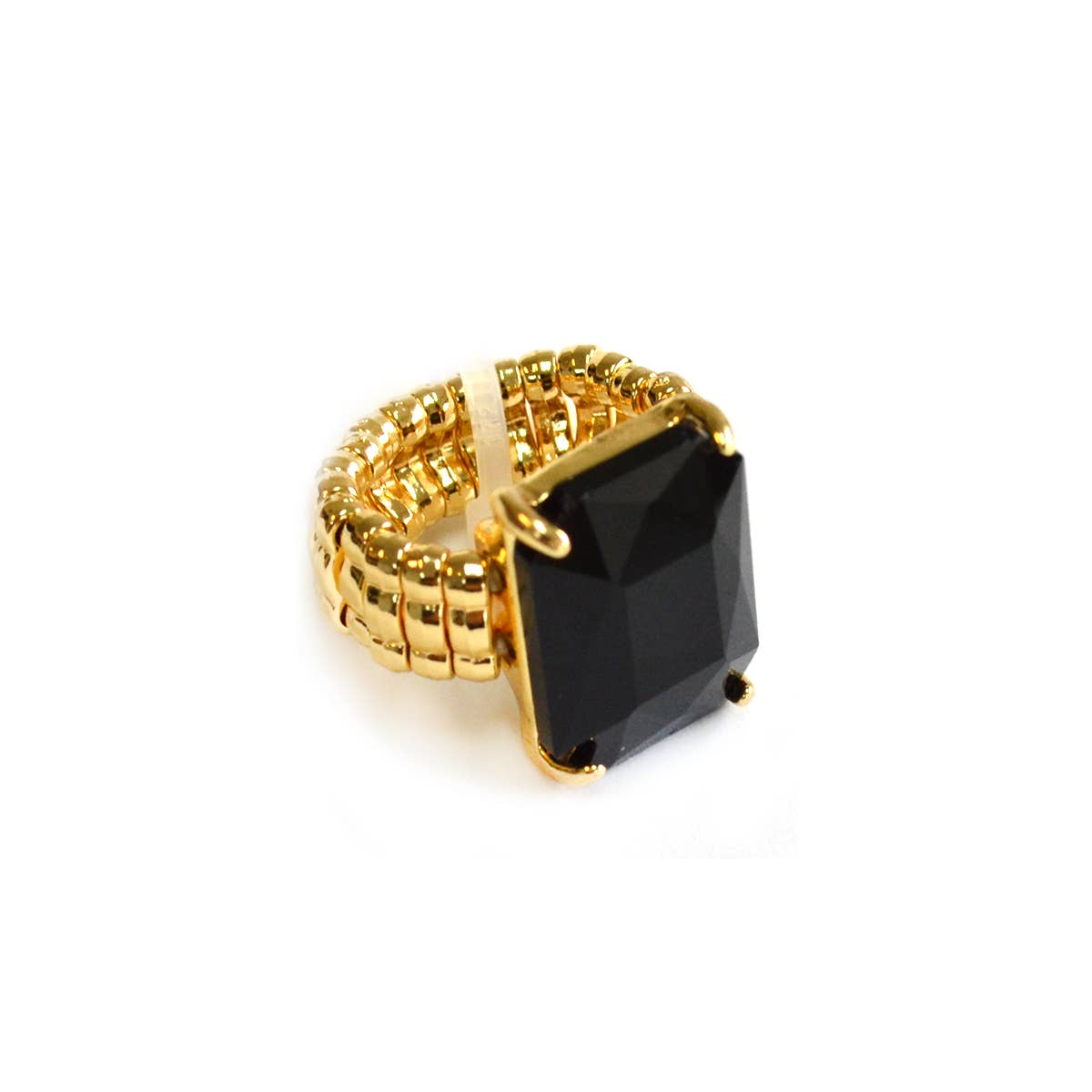 Rectangular Glass Cocktail Cut Stretched Adjustable Ring