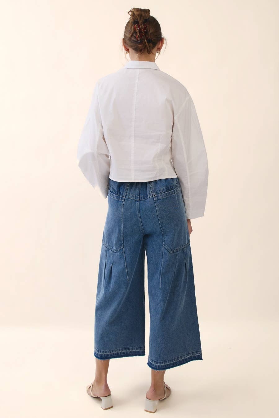 Washed Denim Capri Pants