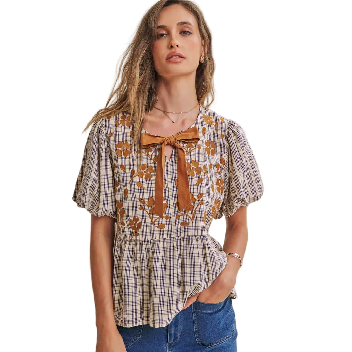 FRENCH PLAID TOP