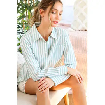 Collared Stripe Printed Shirt