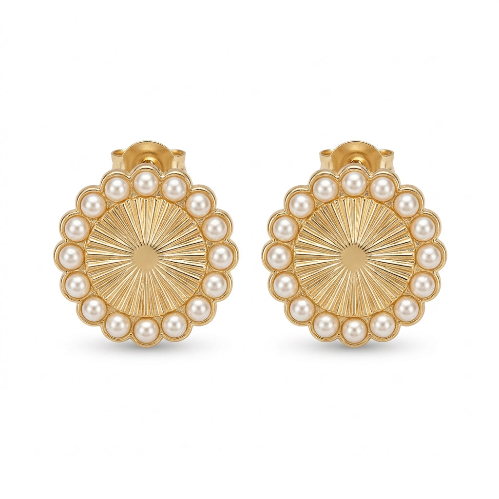 Sunburst Pearl Stud Earring