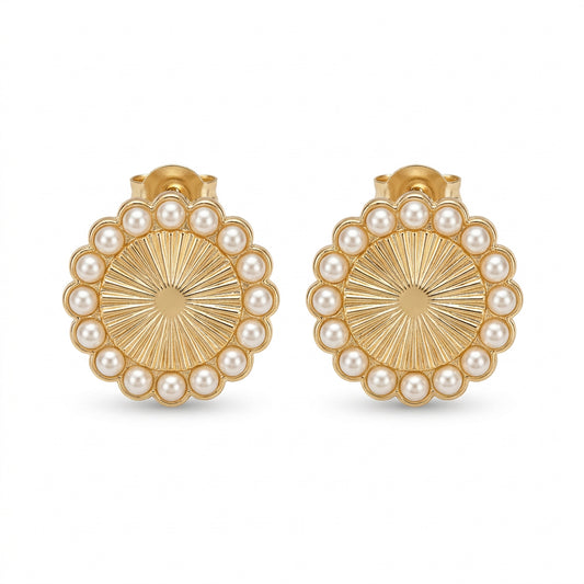 Sunburst Pearl Stud Earring