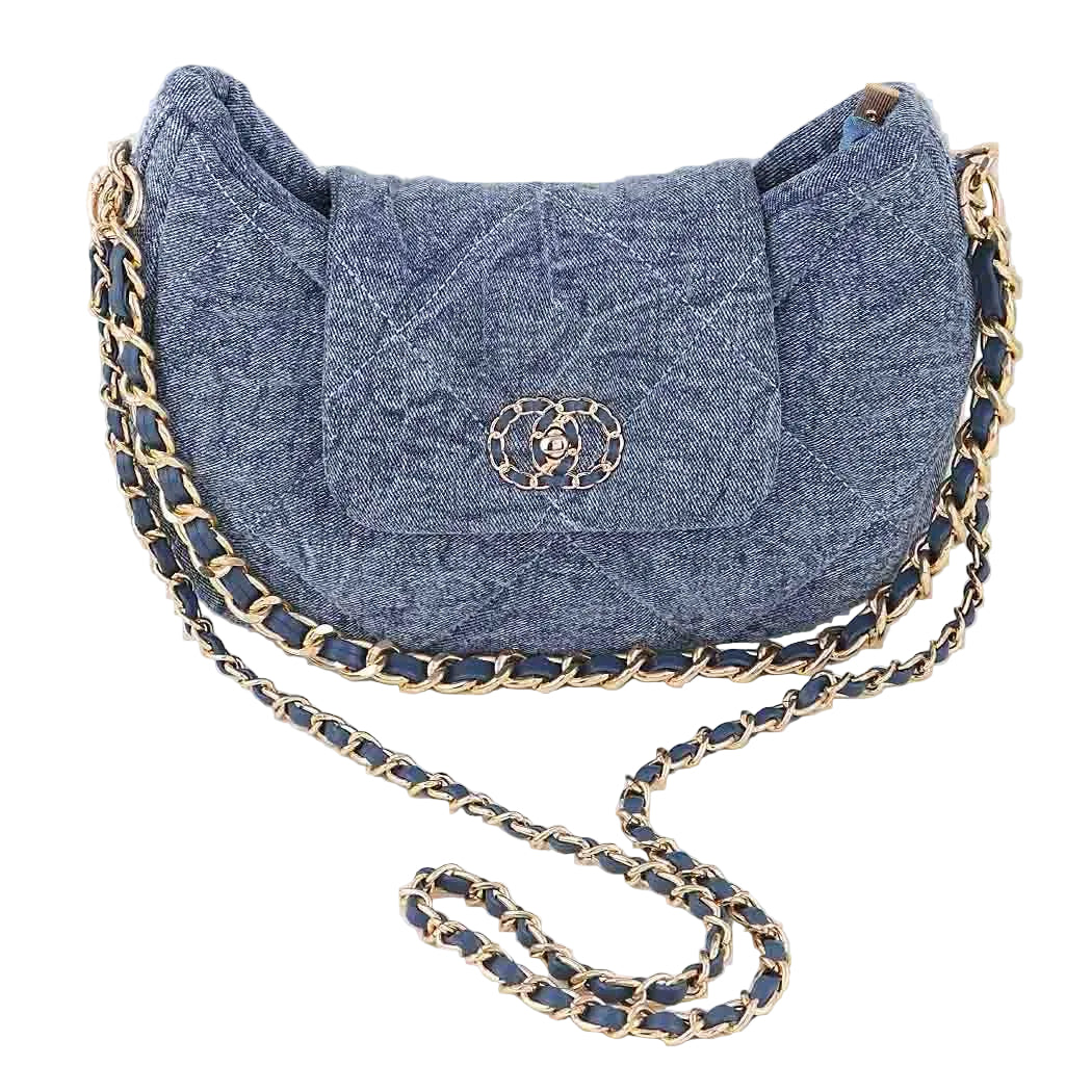 Quilted Washed Denim Crossbody Bag