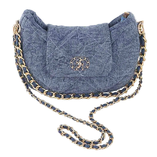 Quilted Washed Denim Crossbody Bag