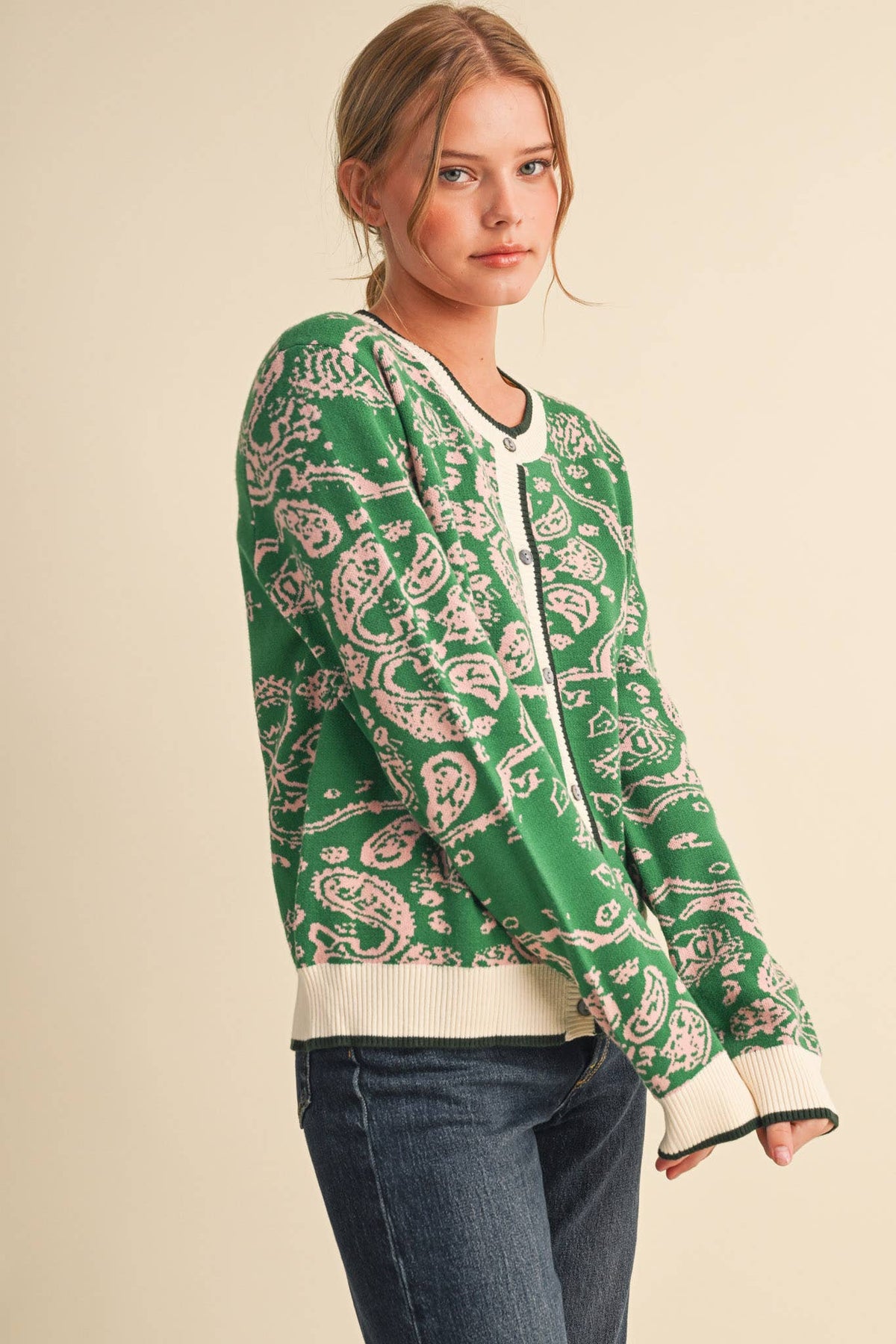 PAISLEY KNIT CARDIGAN