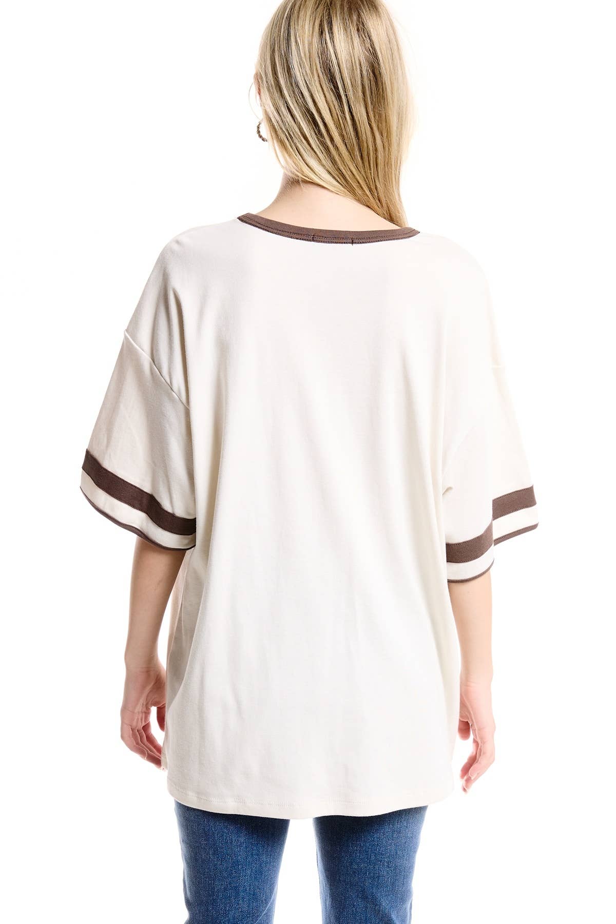 Dreamer Leopard Paradise Oversized Tee W/ Stripe Sleeve