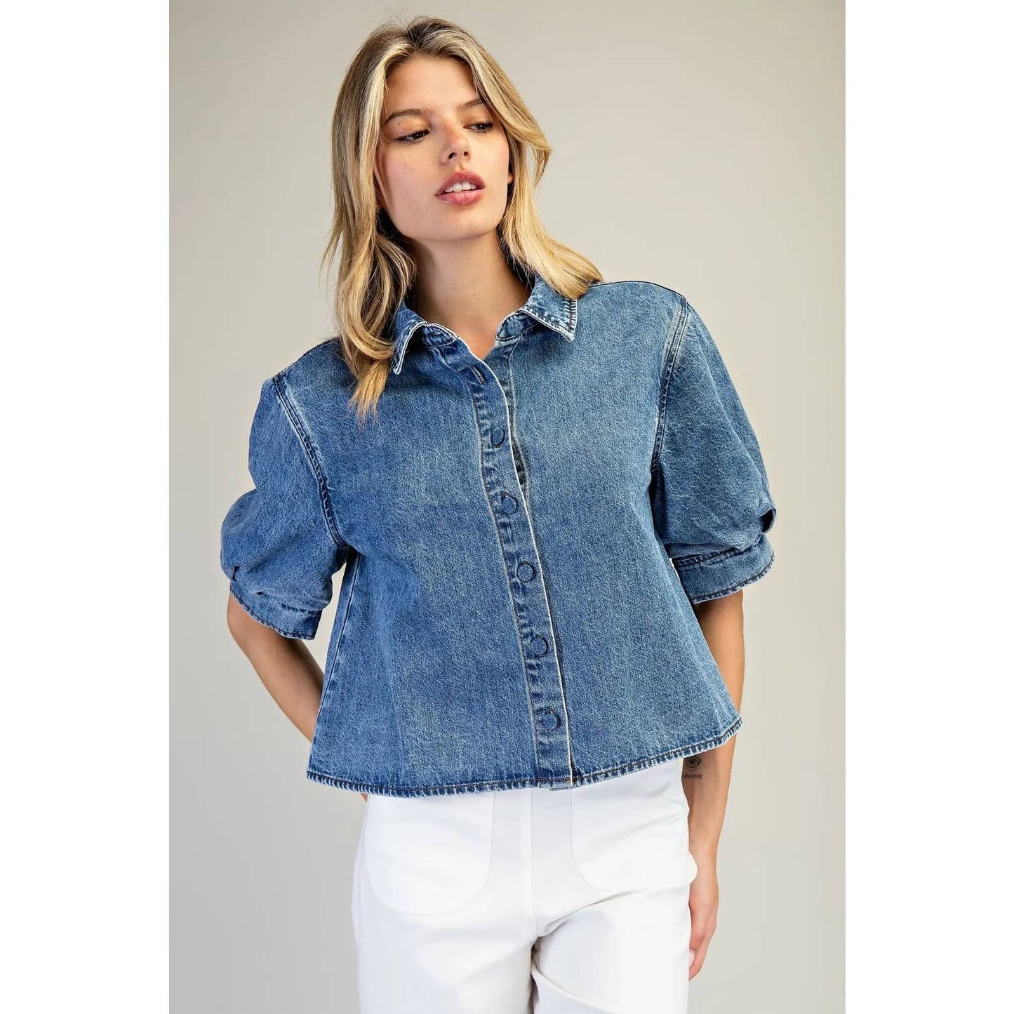 Denim Puff Sleeve Top