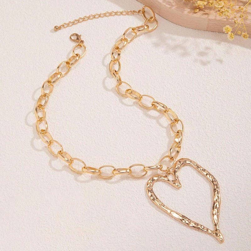 Hammered Open Heart Necklace