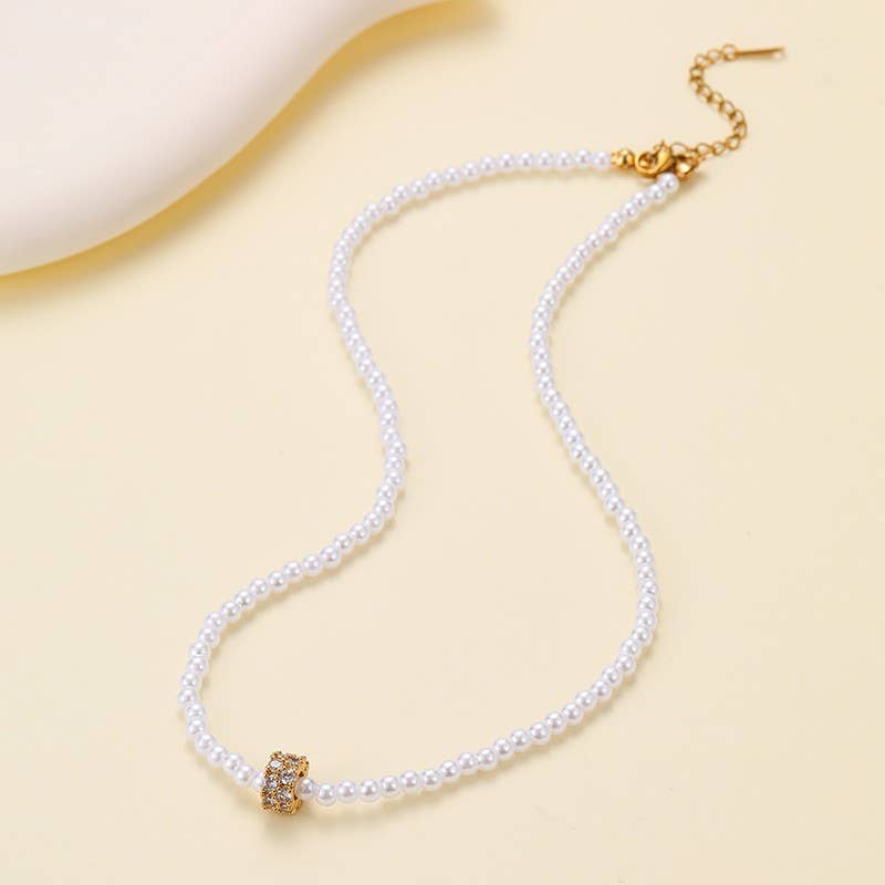 Pearl Encrusted Rhinestone Necklace