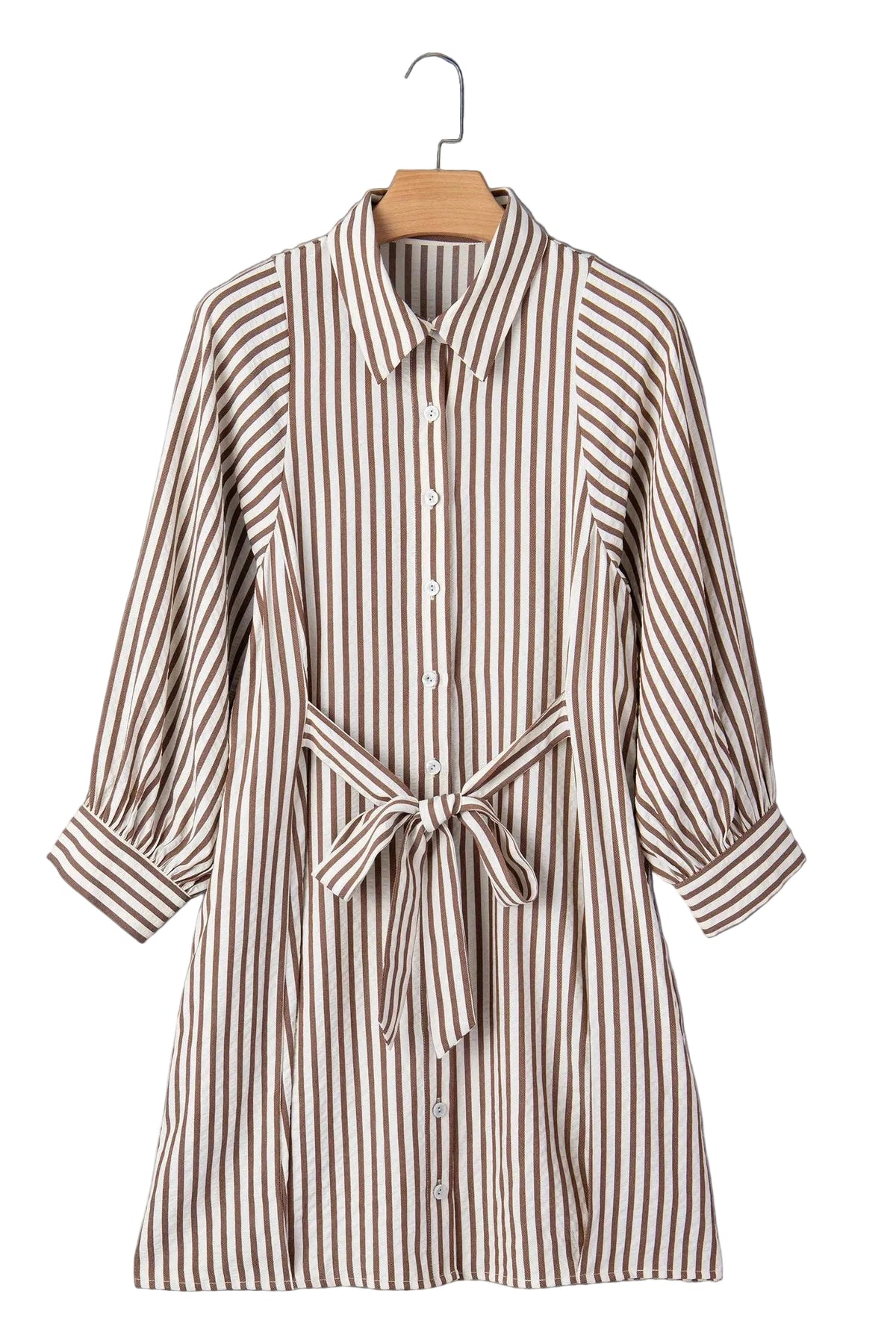 Stripe Tie Waist Shirt Dress