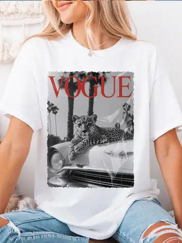 Fashion Vogue Leopard Graphic Tee