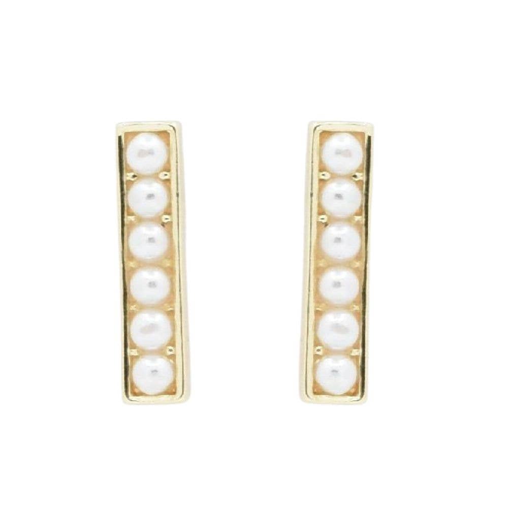 Monroe Pearl Bar Mini Studs