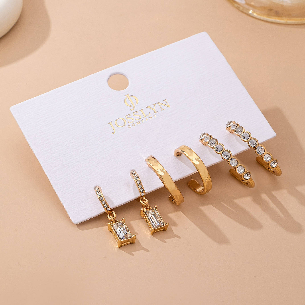 Crystal Gold Hoop Earring Set