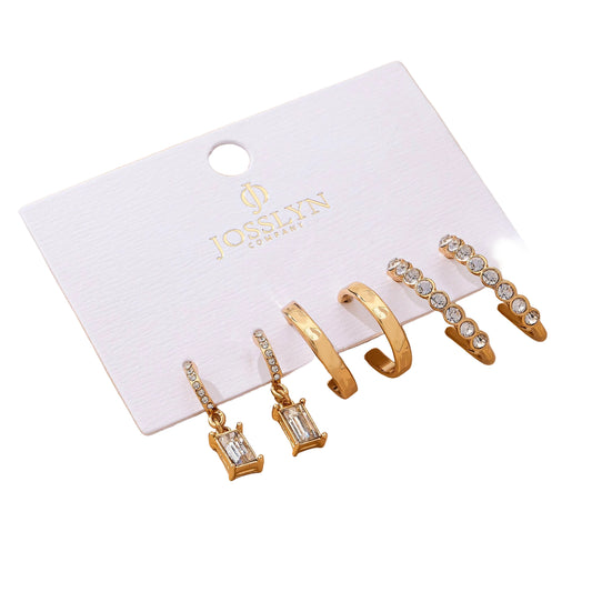 Crystal Gold Hoop Earring Set