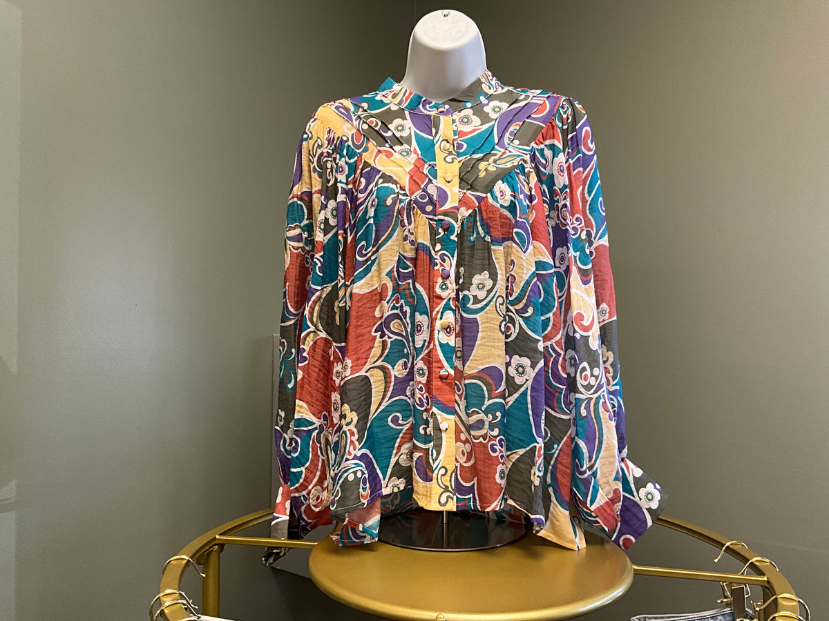 Paisley Button Down L/S Blouse