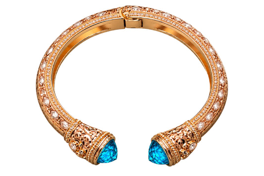 Stone Tip Hinged Cuff Bracelet