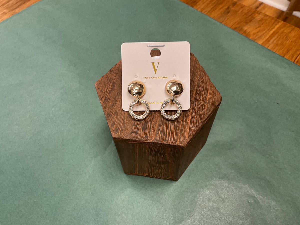 Gold With Rhinestone Circle Earring