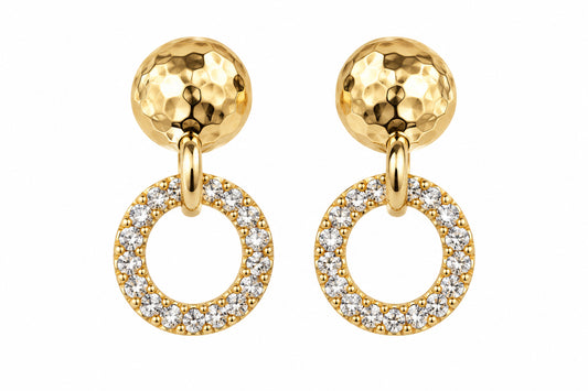 Gold With Rhinestone Circle Earring