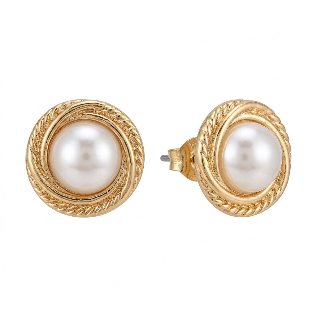 Pearl/Gold Stud Earring