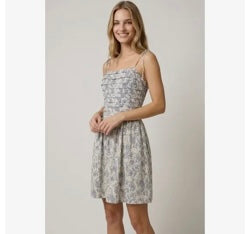 Pleated Torso Fit and Flare Mini Dress