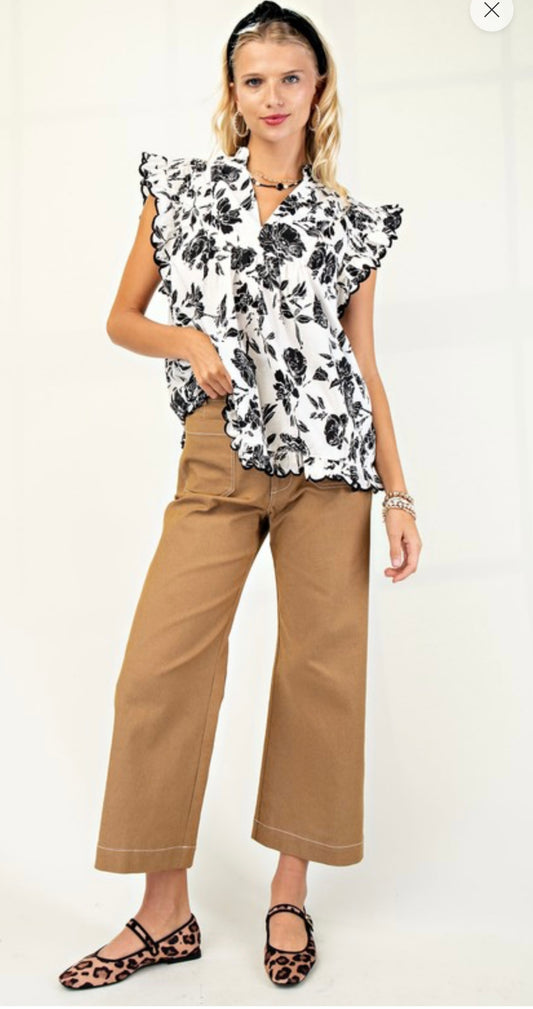 Cropped Wide Leg Pants