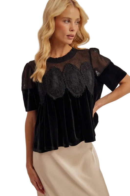 Velvet Mesh and Lace top