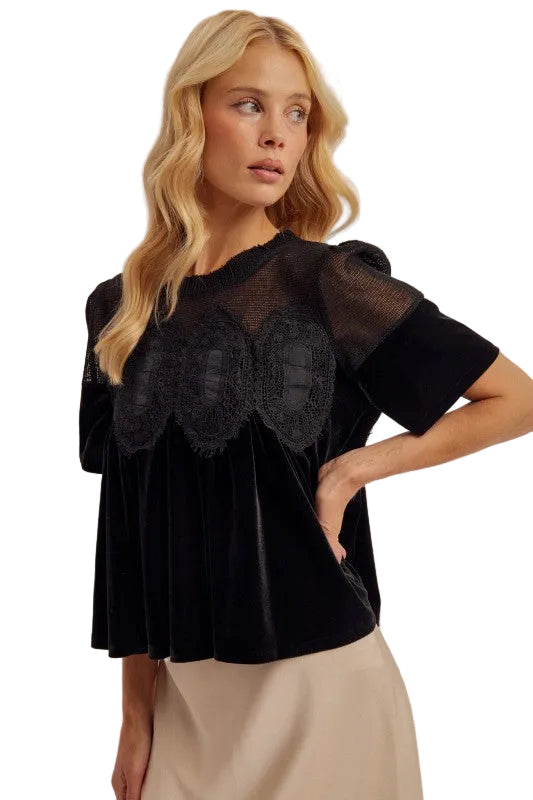 Velvet Mesh and Lace top