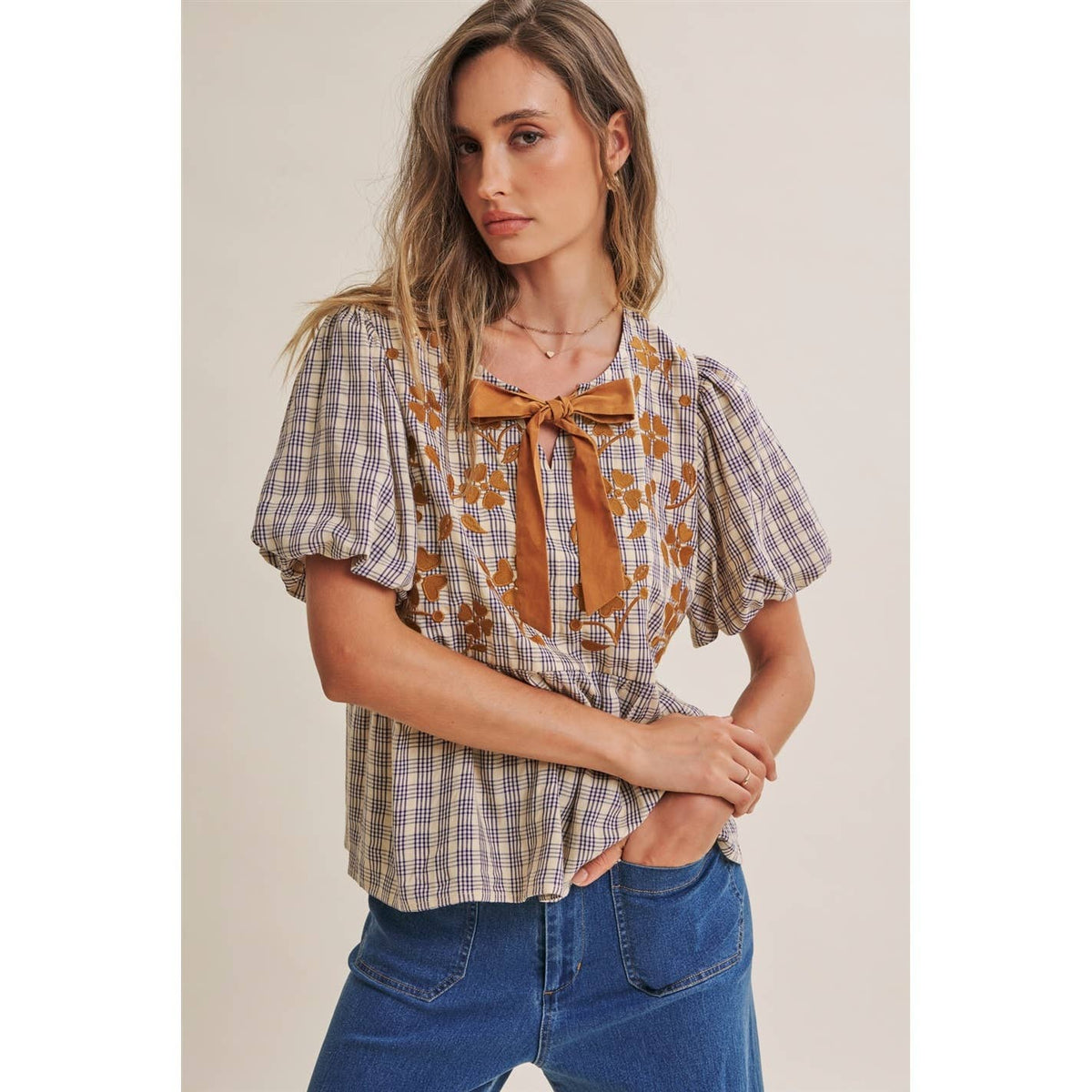 FRENCH PLAID TOP