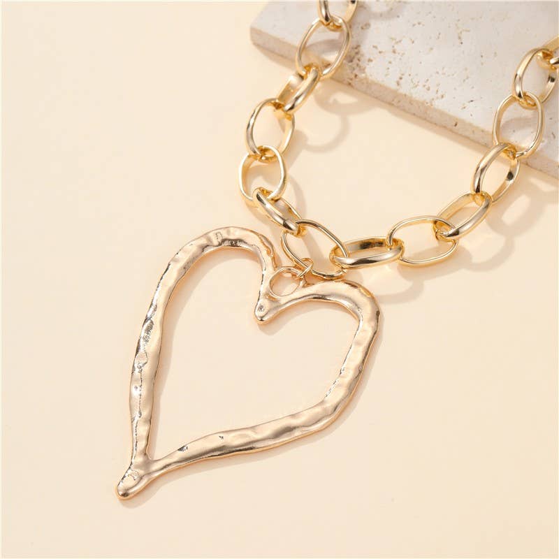 Hammered Open Heart Necklace