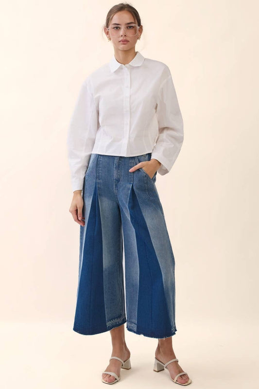 Washed Denim Capri Pants