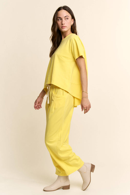 GARMENT WASHED PLEAT TOP PANTS SET