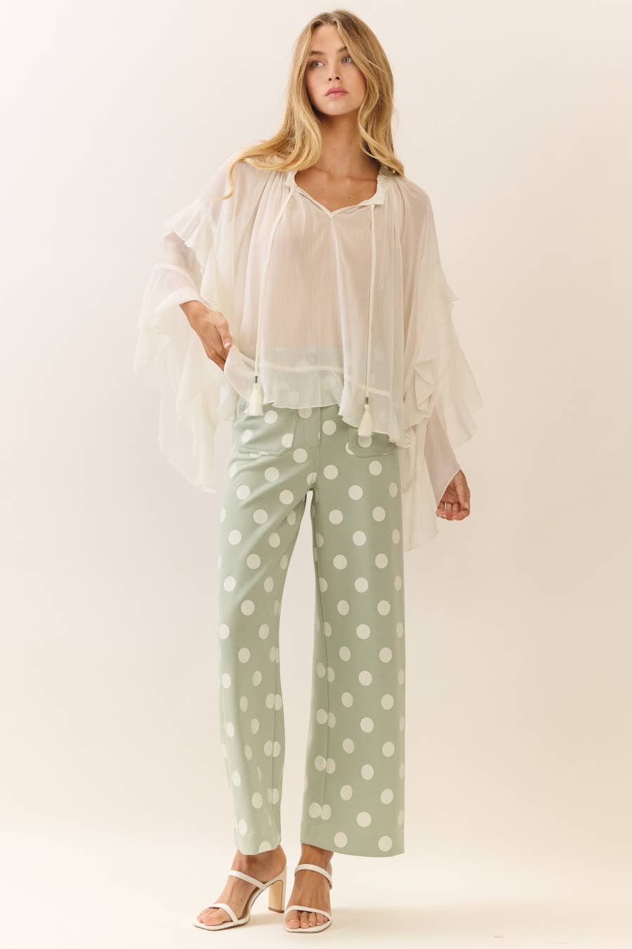 Polka Dot high-rise wide leg pants *