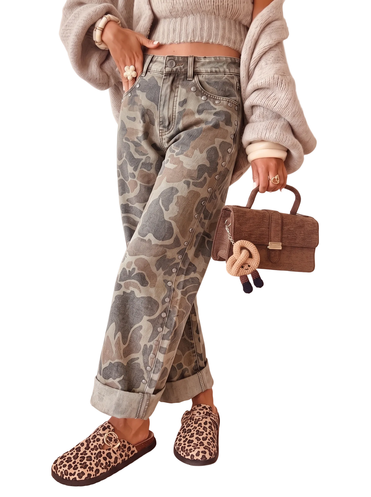 Camo Studded Casual Jeans