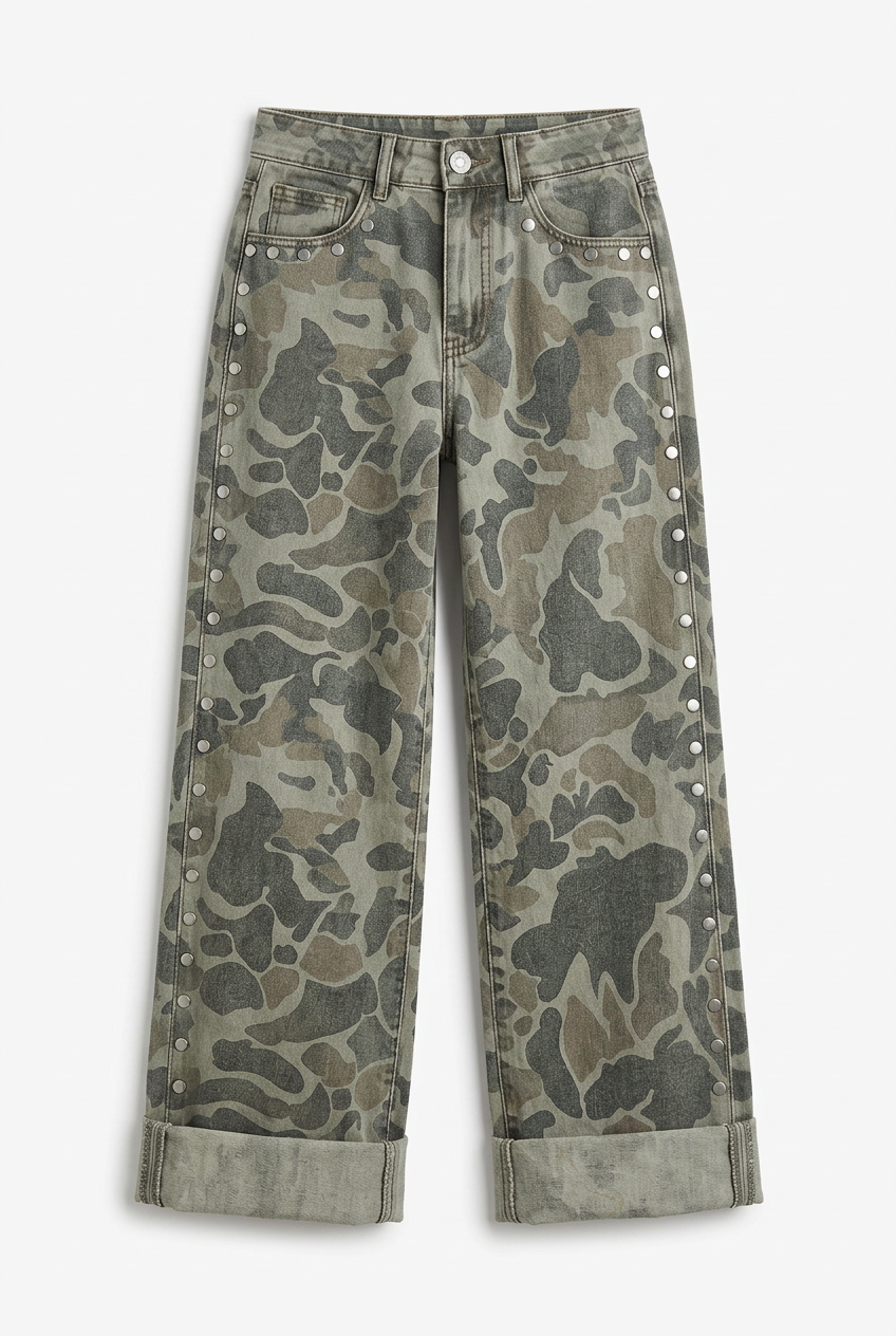 Camo Studded Casual Jeans