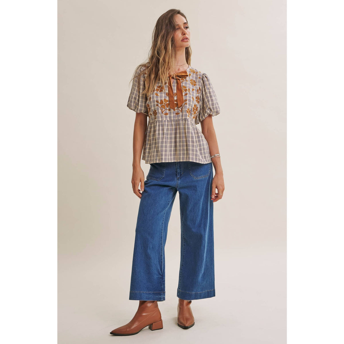 FRENCH PLAID TOP