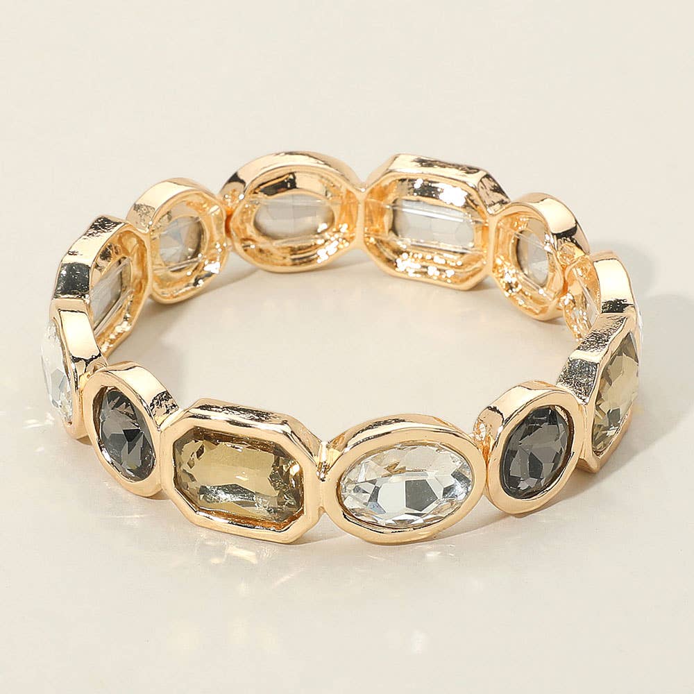 Oval Emerald Cut Stone Accented Stretch Bracelet