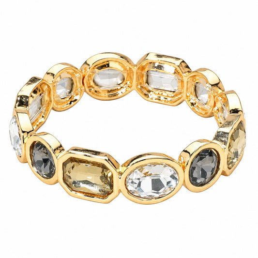Oval Emerald Cut Stone Accented Stretch Bracelet