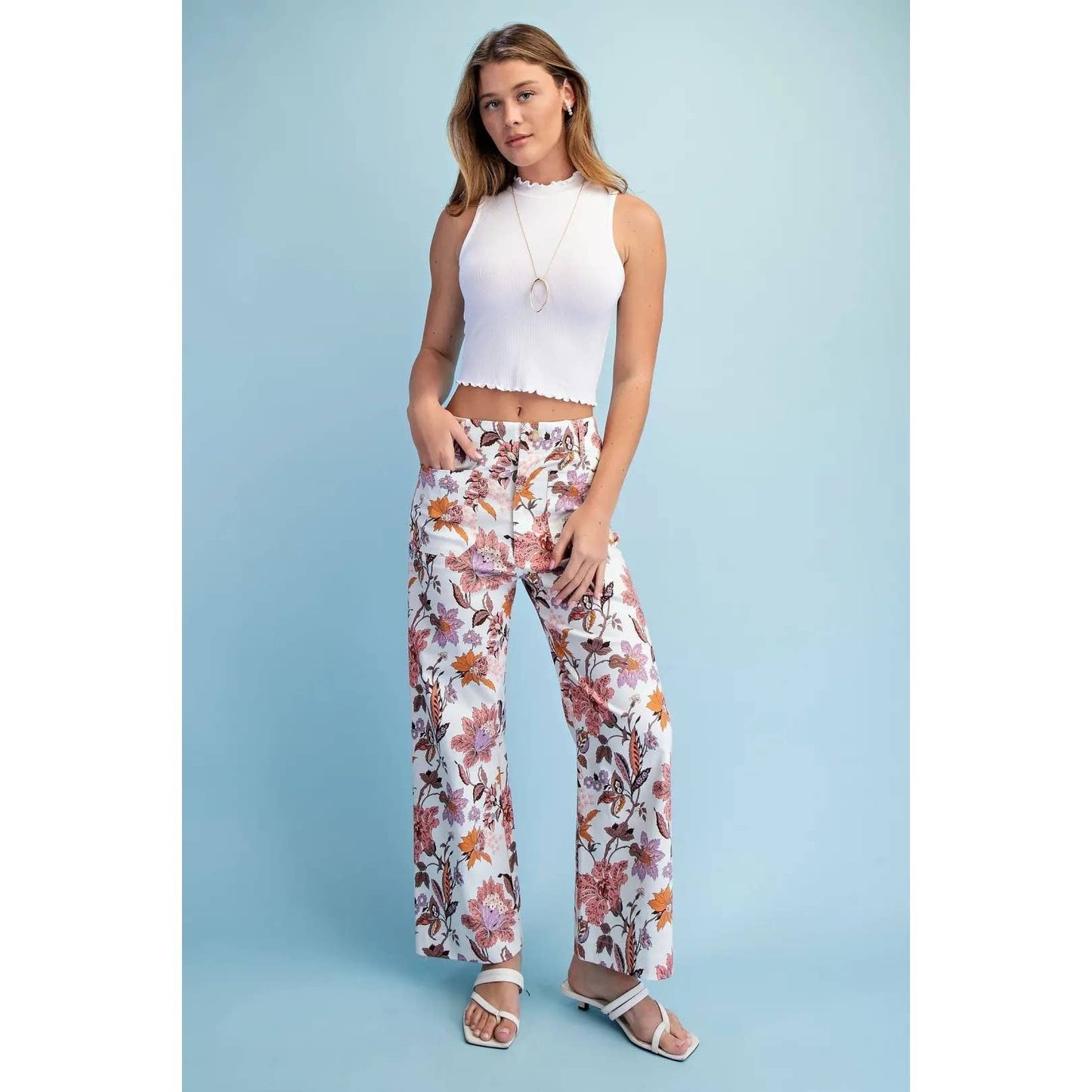 NEW Floral Ankle Cropped Pants