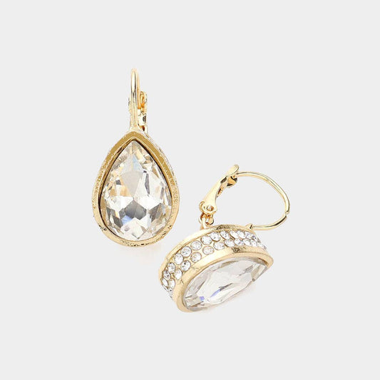 Teardrop Stone Lever Back Earrings