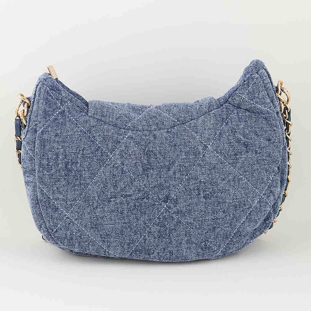 Quilted Washed Denim Crossbody Bag