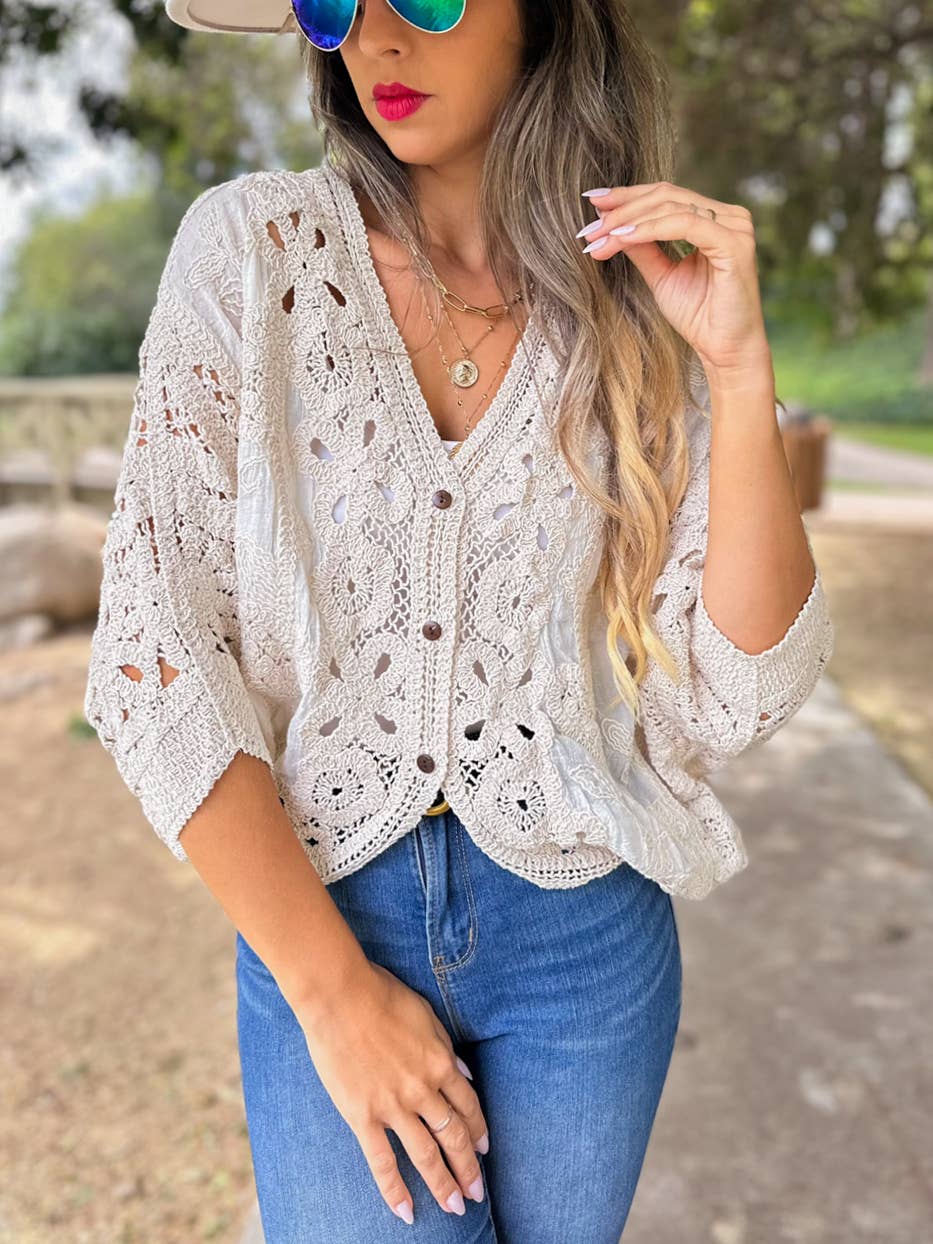 Ivory Crochet Lace Cardigan – Boutique Layering Bestseller