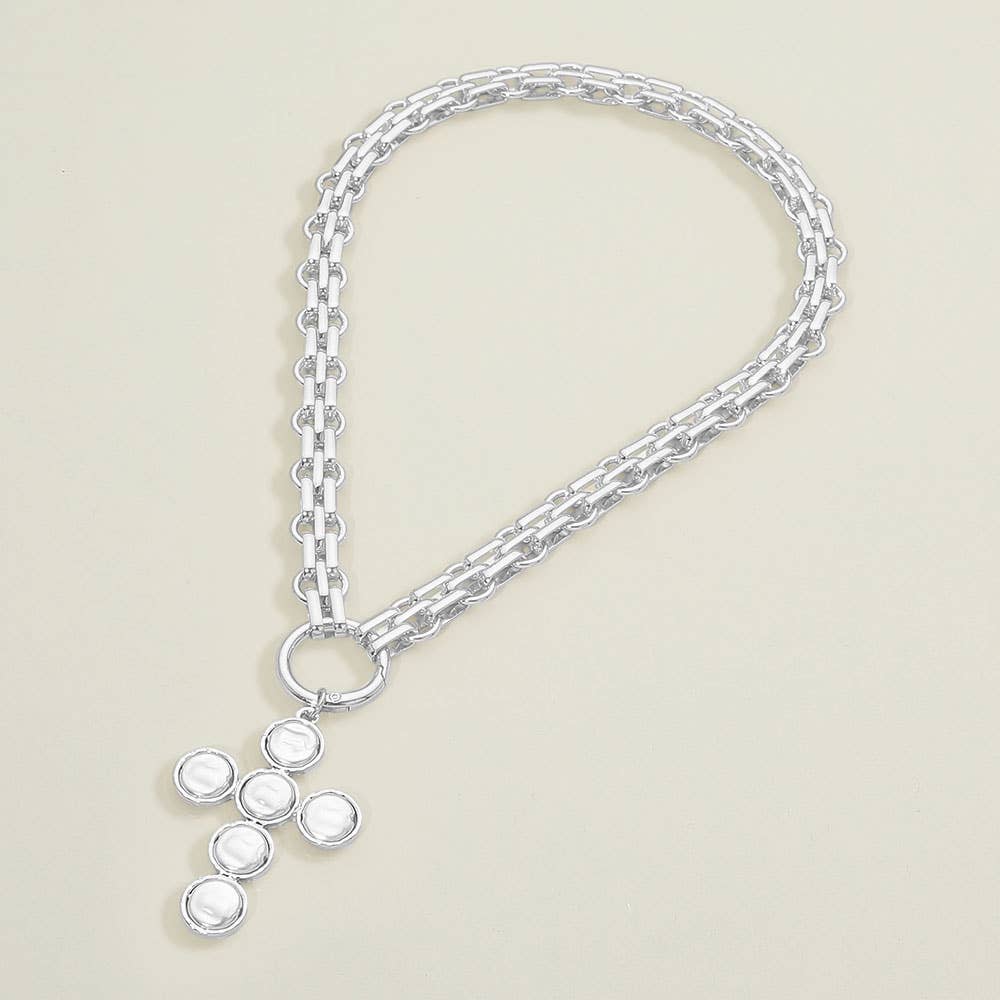 Pearl Cross Charm Necklace