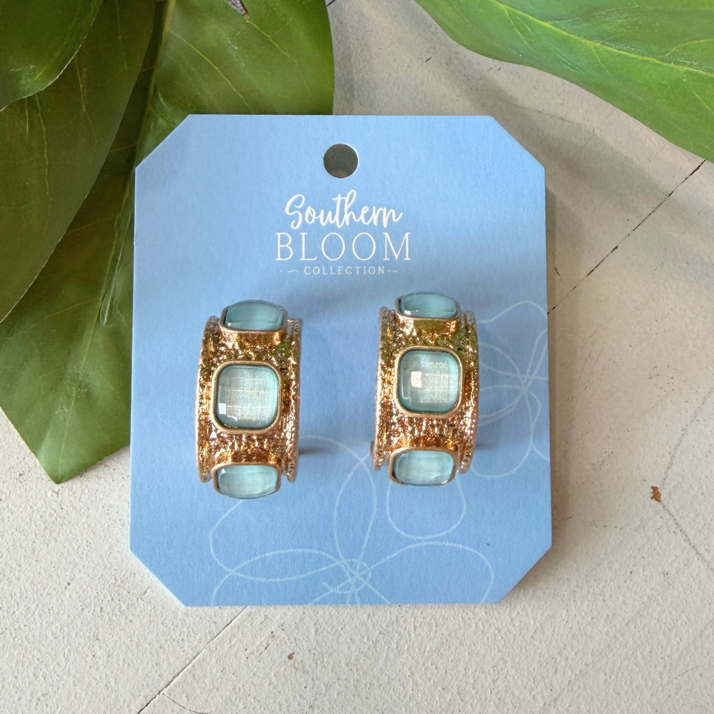 Palazzo Stone Hoops Teal