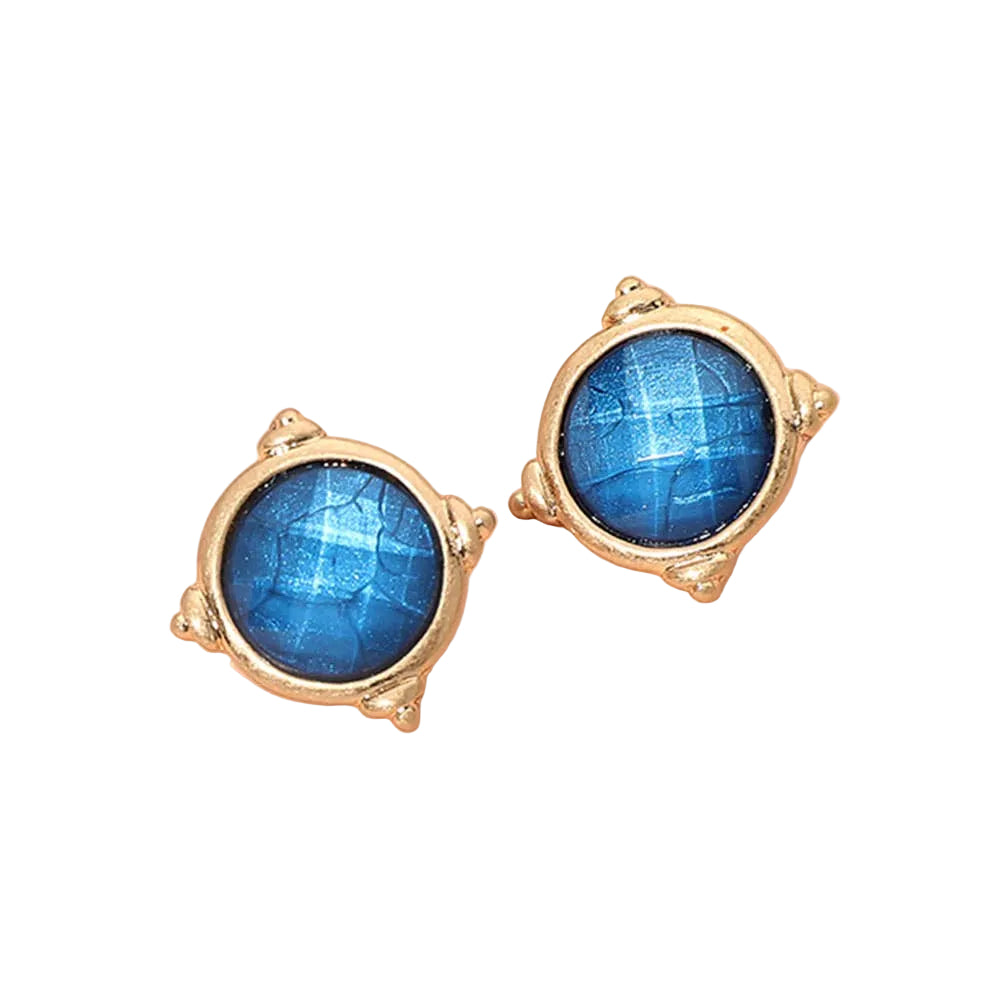 Round Cabochon Stud Earrings